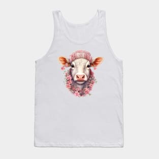 Pink Christmas Cow Tank Top